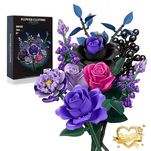 MITIZBLOX Kit de Construcción de Ramo de Flores, Colección Botánica de Rosas Artificiales, Decoración del Hogar y Regalos para San Valentín/Día de la Madre, Juguete para Niñas Mujeres Adultos Niños 6+ - Image 1