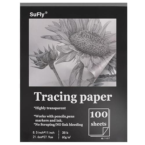 Tracing Paper 8.5x11 inch, 100 Sheets Transparent Vellum Paper for Tracing Pads, 38lb/60gsm Translucent Tracing Paper for Pencil, Marker and Ink，Trace Images, Sketch, Preliminary Drawing, Overlays. - Clear - 8.5-x-11-inch:1 Pack