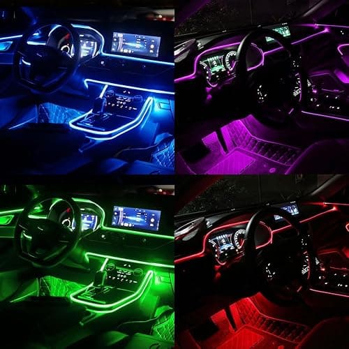 USB Car LED Lights, Interior Car Lights Strip with APP and RF Remote Control, 2 in 1 Ambient Lighting with 157 inches Fiber Optic Music Sync Simple Installation EL Wire Lights (2 in 1/157 inches) thumbnail 7