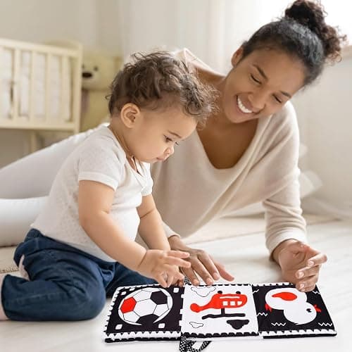 Baby Toys 0-3 Months: Black and White High Contrast Baby Toys 0-6 Months, Baby Soft Cloth Book Tummy-Time Toys with Mirror for Babies Infants 6-12 Months, Brain Development Newborn Toys Gift thumbnail 2