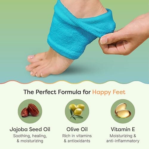 ZenToes Moisturizing Socks for Cracked Heel Treatment, Vitamin E, Olive Oil and Jojoba Oil Heel Socks, Stocking Stuffers for Women, Spa Self Care Gifts for Women (Fuzzy Blue, Regular) thumbnail 4