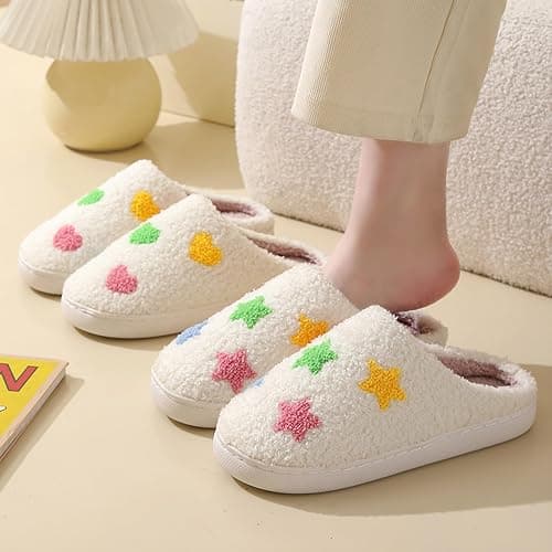 LNERIP Animal Slippers Fruit Slippers Plant Slippers Various Cartoon Patterns Fluffy Soft Memory Foam Retro Indoor Outdoor Home Couple Shoes thumbnail 4