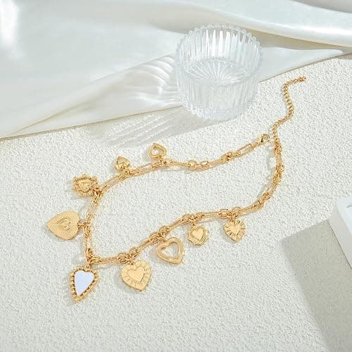 LILIE&WHITE Gold Cross Charms Necklace Trendy Heart Pendant Necklace Chunky Gold Necklaces Fashion Pearl Heart Flower Choker Necklaces Jewelry thumbnail 5