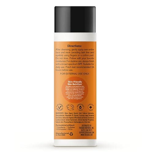 TruSkin AHA PHA BHA Liquid Exfoliant Toner with Vitamin C, 4.2 fl oz | With Salicylic and Glycolic Acid to help unclog pores while improving the look of skin tone and texture thumbnail 8