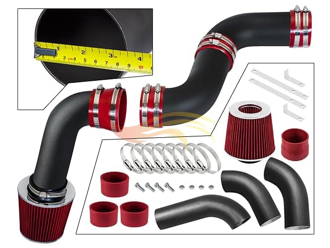 Rtunes Racing - MATTE BLACK PIPE RED - SHORT RAM INTAKE Compatible For 99-06 Chevy Silverado 1500 / GMC Sierra 1500 4.3L V6 / 07 Classic 4.3L thumbnail 2