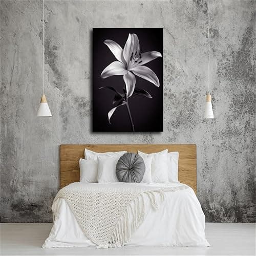 Flower Black and White Lilies Poster Picture HD Print Retro Painted Modern Home Bedroom Room Aesthetic Decoration (08×12inch_Unframed) thumbnail 3