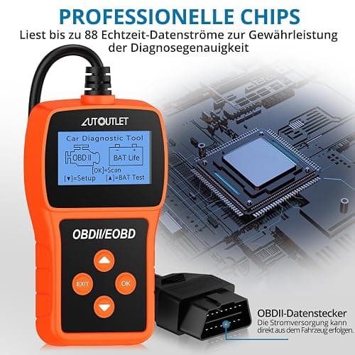 AUTOUTLET OBD2 Diagnosegerät, Auto OBD2 Scanner Codeleser OBD2 EOBD Motor Fehlercodeleser Scanner mit DTC-Definition, 10 Sprachen, Spannungserkennung und -überwachung, KFZ-Fehlercode-Lesegerät thumbnail 5