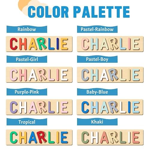 Personalized Name Puzzle for Kids, Easter Basket Stuffers, Custom Wooden Puzzle for Toddlers 1-3, First Birthday Gifts for Baby boy Girl, Montessori Learning Toys thumbnail 4