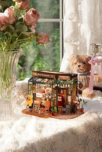 Rowood Miniature House Kits for Adults,Mother's Day DIY Mini House Building Kit,Wooden Dollhouse Kit with LED for Adults Beginners as Birthday (Tipsy Restaurant) thumbnail 3