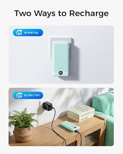 VEGER Portable Charger for iPhone, Power Bank Built in Cables and Wall Plug | 10000mAh,Ultra Slim&Compact,5 Outputs,LED Display,Power Bank for iPhone,Samsung,Travel Essentials for Camping Cruise Business thumbnail 5