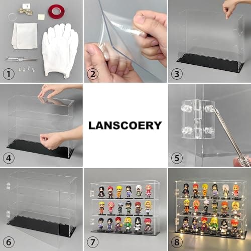 LANSCOERY Clear Acrylic Display Case Assemble Countertop Box Cube Organizer Stand Dustproof Protection Showcase Acrylic Display Stands for Collectibles Open 9.4 * 9.4 * 11.8inch thumbnail 6