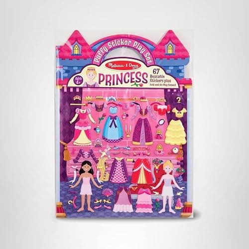 Melissa & Doug Puffy Sticker Play Set – Princess, 67 Reusable Stickers with 2 Fold-Out Scenes, Restickable Fashion Activity Book, Mess Free Travel Toys for Kids Ages 4+ thumbnail 12