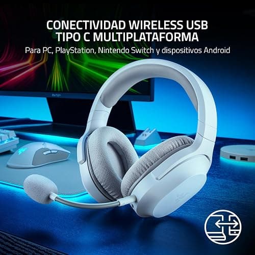 Razer Barracuda X Wireless Gaming & Mobile Headset (PC, PlayStation, Switch 2, Android, iOS): 2.4GHz Wireless + Bluetooth - Lightweight - 40mm Drivers - Detachable Mic - 50 Hr Battery - Mercury White thumbnail 2