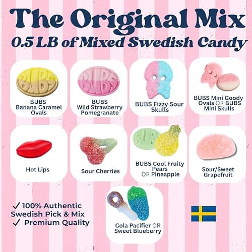Swedish Candy Chef Mix - Bubs Swedish Candy - Variety Pack - Hand Packed in Sweden - .5LB thumbnail 3