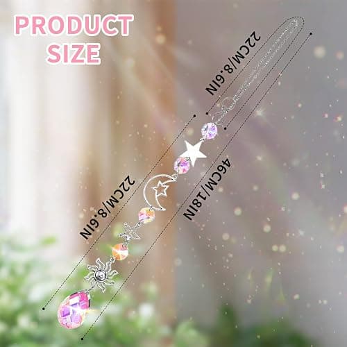 AOZUO Moon and Star Rear View Mirror Charm, Crystal Boho Car Hanging Decor Cute Suncatcher Healing Car Ornaments for Women Men thumbnail 6