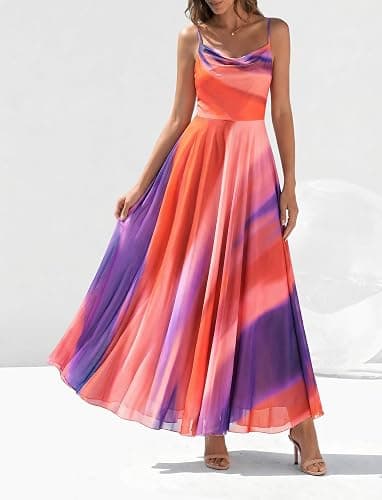 BTFBM Women Summer Floral Maxi Dresses Elegant Spaghetti Strap Dress Printed Party Dress Beach Long Dresses thumbnail 2