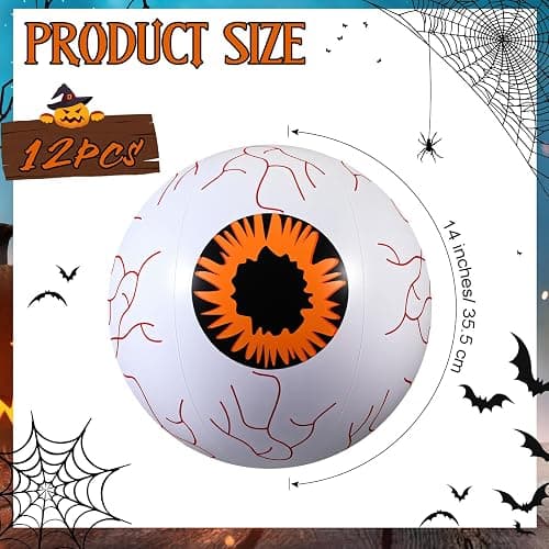 Vertintong 6 Pcs Summer Halloween Inflatable Beach Balls 14 Inch Halloween Pumpkin Ghost Pool Floats Plastic Jack O Lantern Party Decoration for Summer Yard, Garden, and Lawn Decorations thumbnail 2