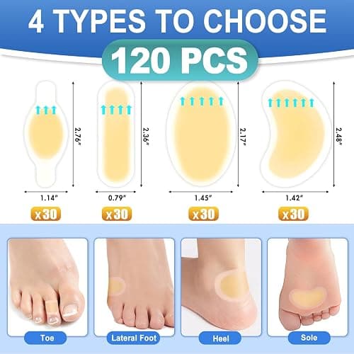 Arme Hydrocolloid Bandages, Gel Blister Bandages for Feet 50Pcs 4 Shape | Waterproof Blister Pads Blister Cushions for Prevention & Recovery for Heel Foot Toe Protection thumbnail 2