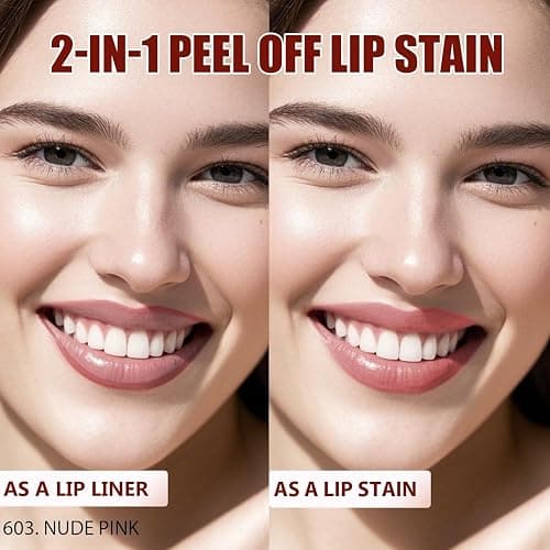 QCMME Lip Liner Stain Peel Off with Tweezer, Long Lasting Matte Lip Tattoo, Highly Pigmented Color Lip Makeup, Waterproof, Transfer-proof Lipstain for Women, Nude Pink - NUDE PINK - 0.12 Fl Oz (Pack of 1) thumbnail 2