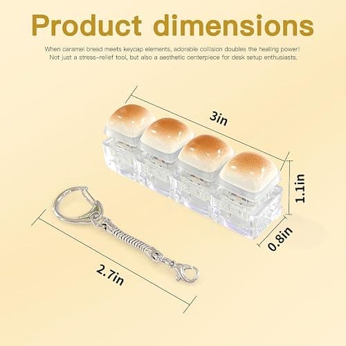 2 Pack Caramel Bread Keyboard Fidget Toy – Crisp Sound,Stress Relief Fidget Clicker Keychain,Quiet Anxiety Toys for Adults at Work, Travel, Home – Anxiety Relief & Focus Boost (Caramel Bread) thumbnail 2