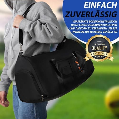 DAYGOS Sporttasche Herren, Reisetasche mit Schuhfach & Nassfach, Wasserdicht 40L Sporttaschen Sportbeutel Schwimmtasche Trainingstasche für Sport, Gym & Fitness, Weekender Reisen Duffel Bag (Schwarz) thumbnail 3