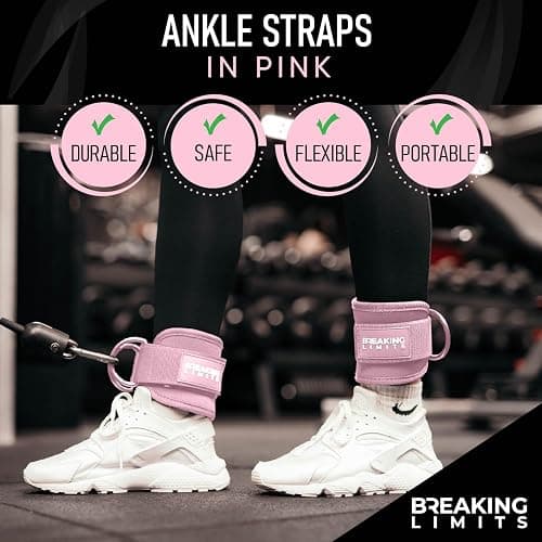 BREAKING LIMITS Ankle Straps for Cable Machines Women – Glute Kick Back Ankle Strap Set - Cable Ankle Attachments for Gym Workout – Poleas para Gym - Leg Straps for Cable Machine Men thumbnail 2