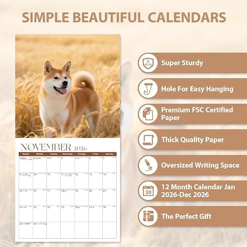 2026 Wall Calendar, Large Monthly Wall Calendar Dogs, Jan 2026 - Dec 2026, 12" x 24" (Opened), Hanging Planning Calendars for Family Home Office Supplies thumbnail 3