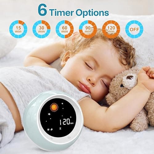 I.CODE Sun & Moon Rise Kids Alarm Clock, Children's Sleep Trainer ,Sleep Sound Machine, Wake Up Light & Night Light ,Teach Kids Day & Night thumbnail 4