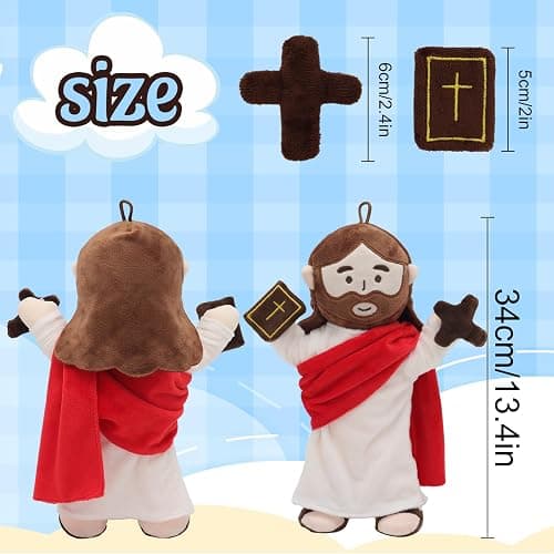 Yelakey Jesus Plush Doll with Jointed Skeleton Jesus Plushie 13.4" Poseable Jesus with Removable Accessories Easter Christian Gifts for Kids (Red) thumbnail 3