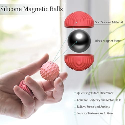 luckdoor Silicone Magnetic Balls Fidget Toys for Adults & Teens,4PCS Stress Relief Sensory Toys for Autism ADHD Anxiety,Fun Textures Gadgets,Office Desk Toy,Stocking Stuffers for Men Women Teen Gifts thumbnail 3