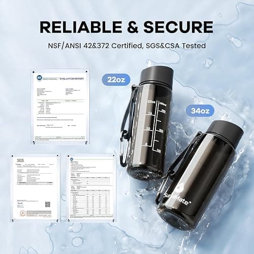Survimate 5-Stage 0.01μm Ultra-Filtration Filtered Water Bottle, BPA-Free Material, NSF/ANSI 42&372 Certified, Portable Water Filter Bottle for Survival, Camping, Hiking, and Emergency Use thumbnail 3