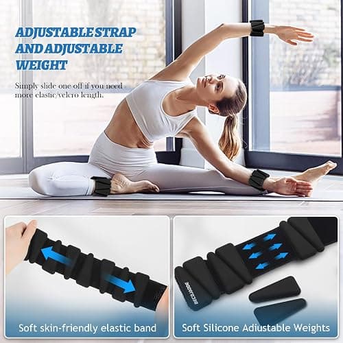 BECOJADDE Ankle Weights Set of 2 (1 lb/2 lb/3 lb Each) Adjustable Wrist Weights for Women Men Wearable Arm Leg Weight for Pilates, Running, Walking, Workout, Yoga thumbnail 5