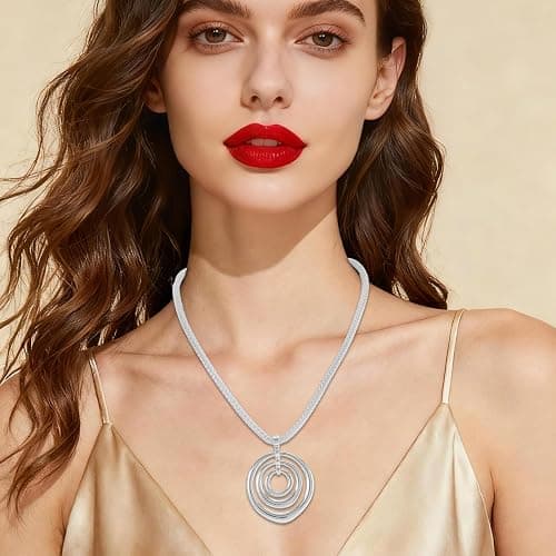 Mikovivi Chunky Necklace for Women, Sun Heart Flower Pendant Necklace Circle Summer Beach Jewelry for Birthday Holiday Party Present thumbnail 5