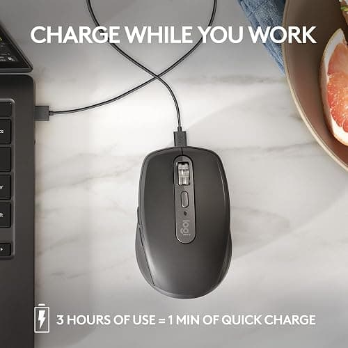 Logitech MX Anywhere 3S Compact Wireless Mouse, Fast Scrolling, 8K DPI Any-Surface Tracking, Quiet Clicks, Programmable Buttons, USB C, Bluetooth, Windows PC, Linux, Chrome, Mac - Graphite thumbnail 7