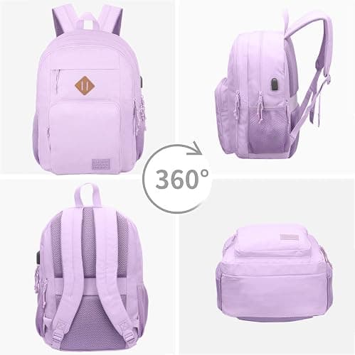KEOFID Classic Travel backpack for Men and Women, Anti Theft Laptop Backpack with USB Charging Port for Work, Large Bag for College, Water Resistent(Purple) thumbnail 9