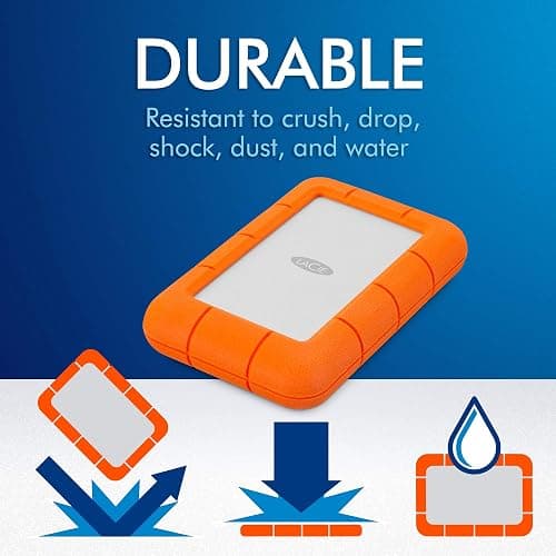 LaCie Rugged Mini, 2TB, 2.5", Portable External Hard Drive, for PC Mac iPad and iPhone, Data Rescue Service (LAC9000298) thumbnail 8