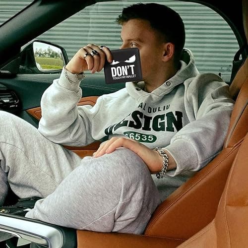 Teen Boys Cool Wallet-Men Mens Men'S Funny Leather Credit Id Card Cash Holder Man Black Rfid Blocking Zipper Wallets With Coin Pocket Id Window Aesthetic Teen Boy Male Youth Guys thumbnail 2