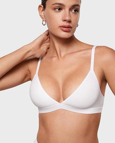 INLYRIC Women's Unlined Triangle Bralette | Ultra-soft, No Padding, Wirefree, Dual-layer, Plunge, Seamless, Pull-on, Adjustable Straps, Sexy, Comfortable thumbnail 5
