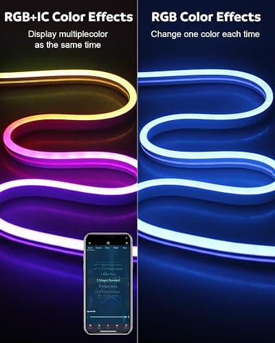 Aclorol RGB+IC LED Neon Strip Lights 2M USB Addressable Rope Strip 5V Dimmable LED Neon Flex Music Sync with App Control Waterproof for Bedroom Indoor Outdoor Gaming Room Bar Party Decoration thumbnail 2