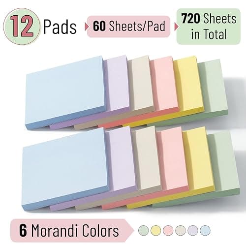 Mr. Pen- Sticky Notes, 3"x3", 12 Pads, 720 Sheets, Morandi Colors | Sticky Notes Bulk, Self-Stick Note Pads, Perfect for Office, School, Home, Study & Organization thumbnail 4