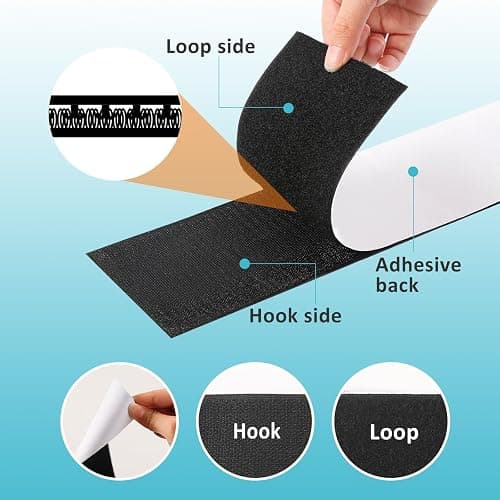 4.4''×16.5 Feet Black Heavy Duty Hook and Loop Tape Adhesive, Keep Couch Cushions from Sliding or Blowing at Outdoor, Picture Wall Hanging, No Punching Wall Mounting, Keep Your Carpet Rugs in Place thumbnail 3