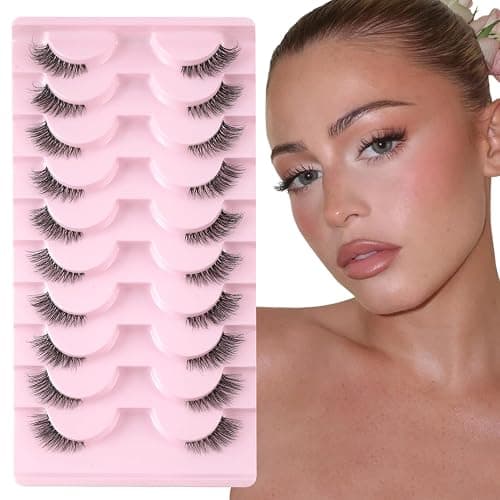 Sixstarhair Demi Faux Cils Bande Transparente 3D Faux Cils Naturel Half Lashes Oeil de chat Reutilisable Fake EyeLashes 10 Paires - Image 1