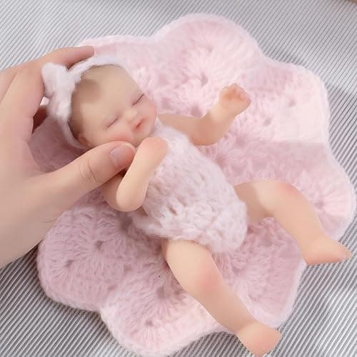 Cloveray 5 inch Mini Platinum Silicone Reborn Baby Doll, Tiny Silicone Baby Dolls，Realistic Newborn Baby Dolls Full Body Stress Relief, Decoration, Gifts, Collectible thumbnail 3