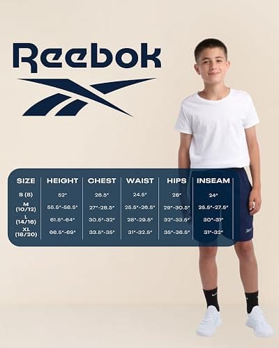 Reebok Boys Athletic Shorts 2 Pack – 2-in-1 Boys Basketball Shorts with Compression Liner – Quick Dry Running Shorts thumbnail 7