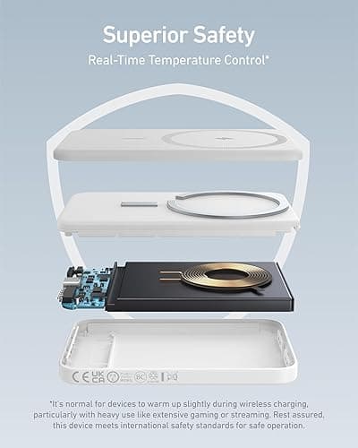 Anker 621 Magnetic Portable Charger (MagGo), 5,000mAh Wireless Power Bank with USB-C Cable, Magsafe-Compatible Battery Pack for iPhone 16 /15/14/13/12 Series - white thumbnail 5