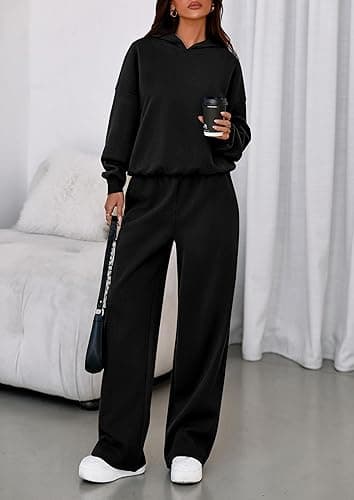 PRETTYGARDEN Womens Sweatsuits 2 Piece Set 2025 Casual Winter Long Sleeve Hoodie Loose Wide Leg Sweatpants Fall Tracksuit thumbnail 3
