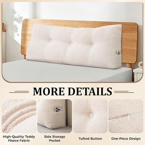 UUluhao Triangular Headboard Pillow Twin XL for College Dorm Headboard Bed Wedge Pillows Bolster Cushion Bed Bolster Triangular Backrest for Reading Resting Cream White,39 * 4.7 * 15.7in thumbnail 7