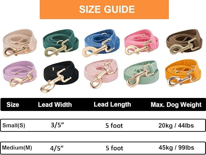 YUDOTE Corduroy Dog Leash 5 Ft Fog Small Medium Large Dogs Heavy Duty Pet Lead with Golden Metal Trigger Snap (Light Pink,Medium) - Medium - Light Pink thumbnail 6
