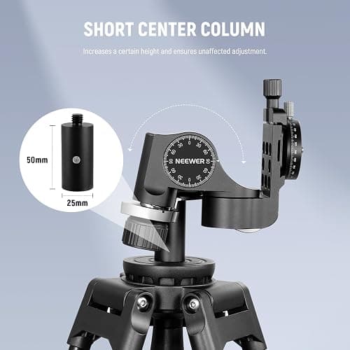 NEEWER 3 Way Geared Tripod Head with 360° Panoramic Arca QR Plate, Millimeter Micro Adjustment, Aluminum Alloy 3 Axis Pan Tilt Head with Quick Switch Large & Fine Dual Modes, Max Load 13.2lb/6kg, TH15 thumbnail 9