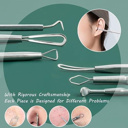 Blackhead Remover Tools, 16 PCS Pimple Popper Tool Kit, Acne Blackhead Tools for Blemish, 410 Premium Professional Stainless Acne Pimple Extractor Tool with Metal Box thumbnail 2